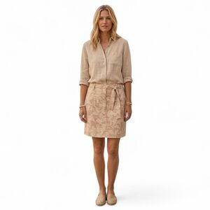 Josephine Chaus Floral Skort Desert Khaki Tan Size 12 Cotton Blend